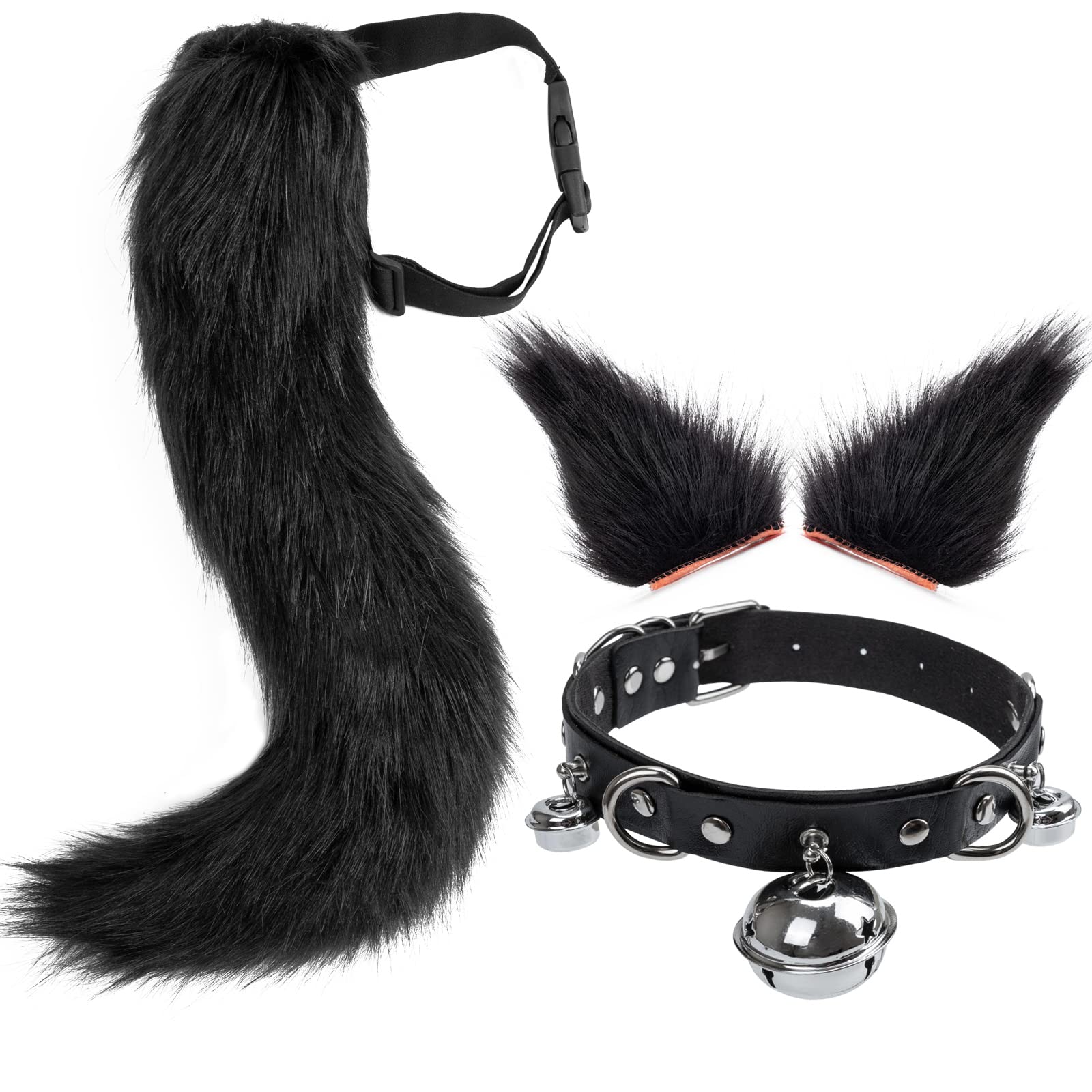DRESHOW Fox Faux Fur Tail Cat Ears Hair Clip Halloween Party Costume Neck Choker Cosplay Set for Women — image 1