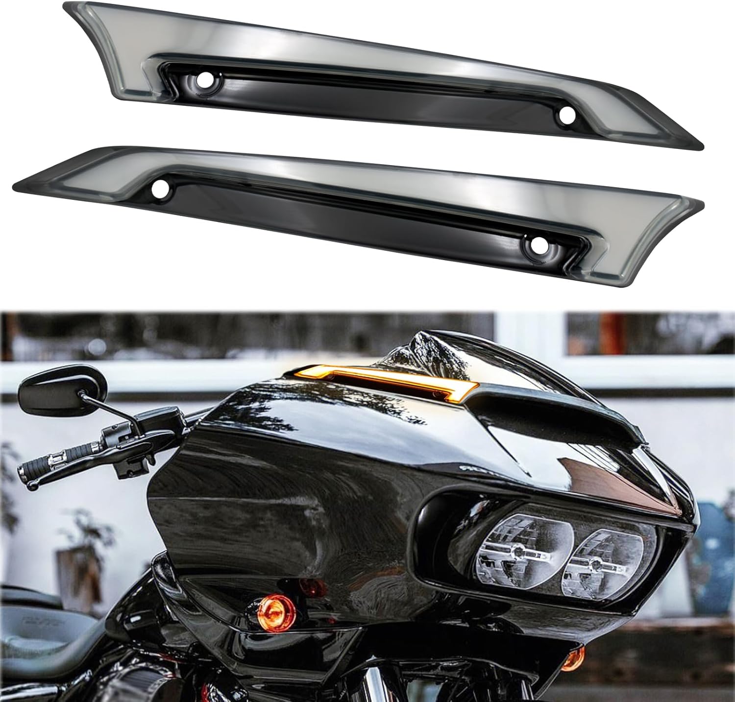 YHMTIVTU Windshield Trim Lights Windscreen Fairing Led Turn Signals Running Light