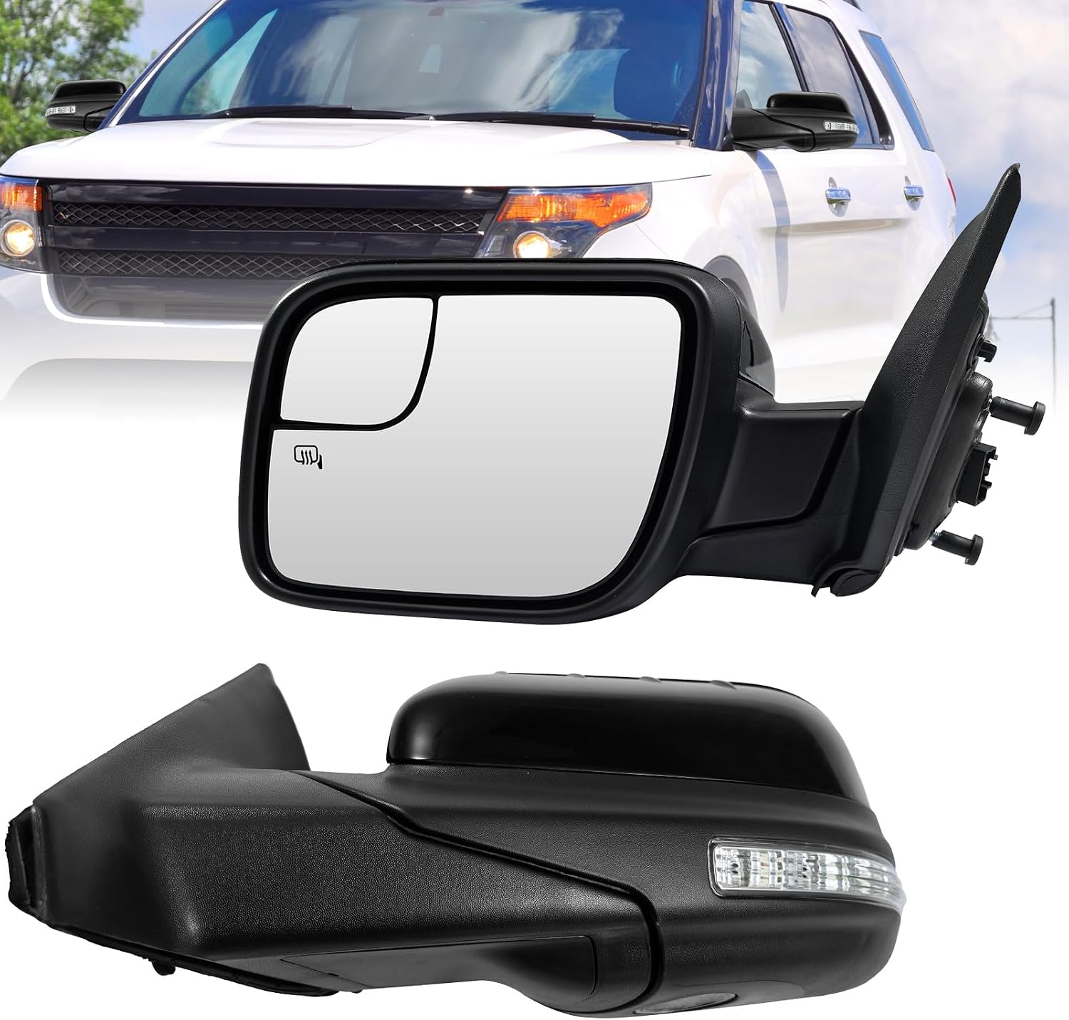 Driver Side Mirror Fit for 2011 2012 2013 2014 2015 Explorer with Turn Signal Light Puddle Light Heated Power Glass Black Side View Mirror Replacement BB5Z-17683-BA/BB 7Pins