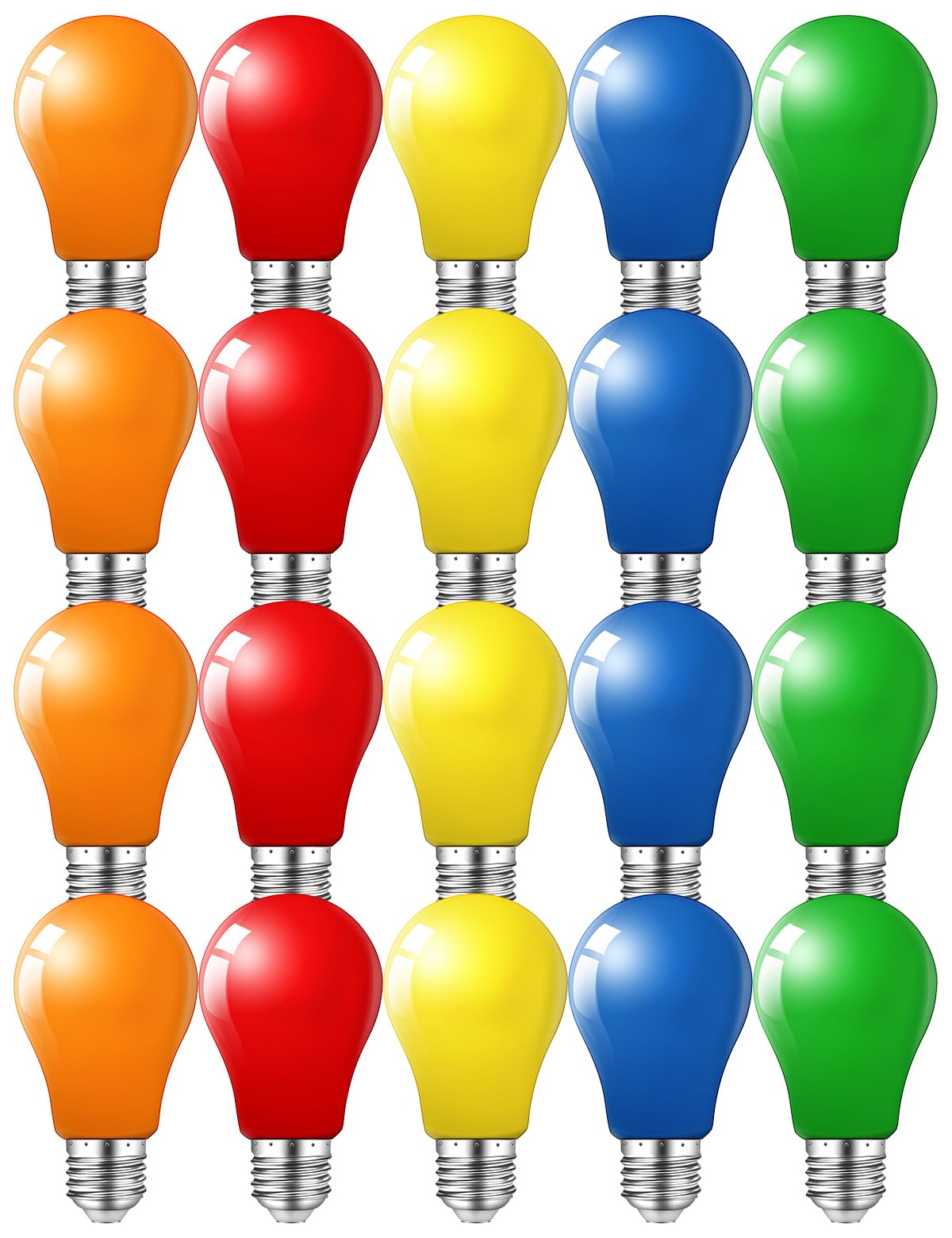 Lote de 20 bombillas de color A60 E27,3 W, bombilla de color E27 LED, sustituye a 25 vatios, bombilla de color exterior interior, para guirnaldas, fiestas, decoración de Navidad, rojo
