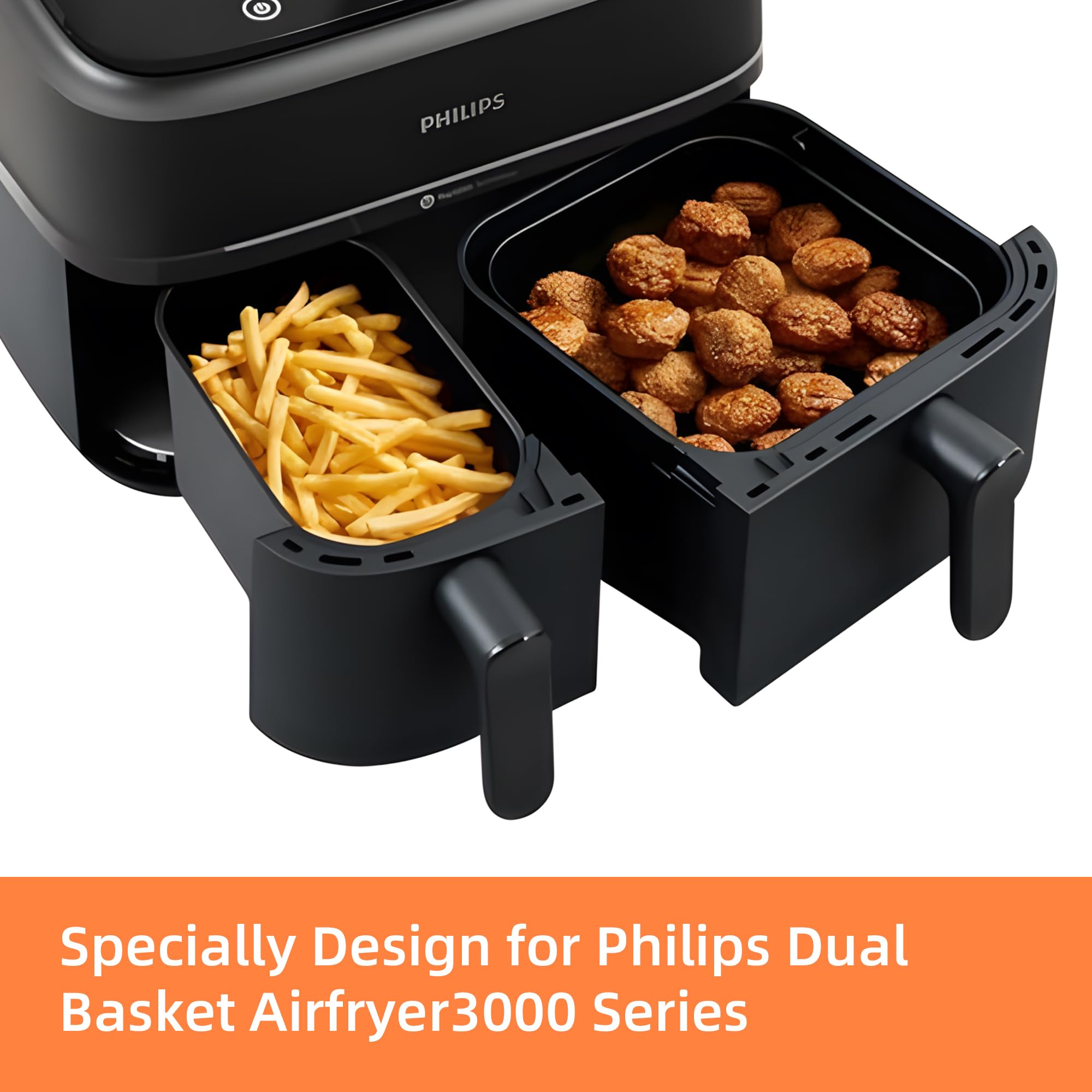 Heteluchtfriteuse accessoires voor Philips Dual Basket Airfryer 3000-serie 6L/3L - 22 stuks Airfryer siliconen vorm accessoireset - grillrooster, cake broodvorm voor Philips Airfryer Dual Basket 3000