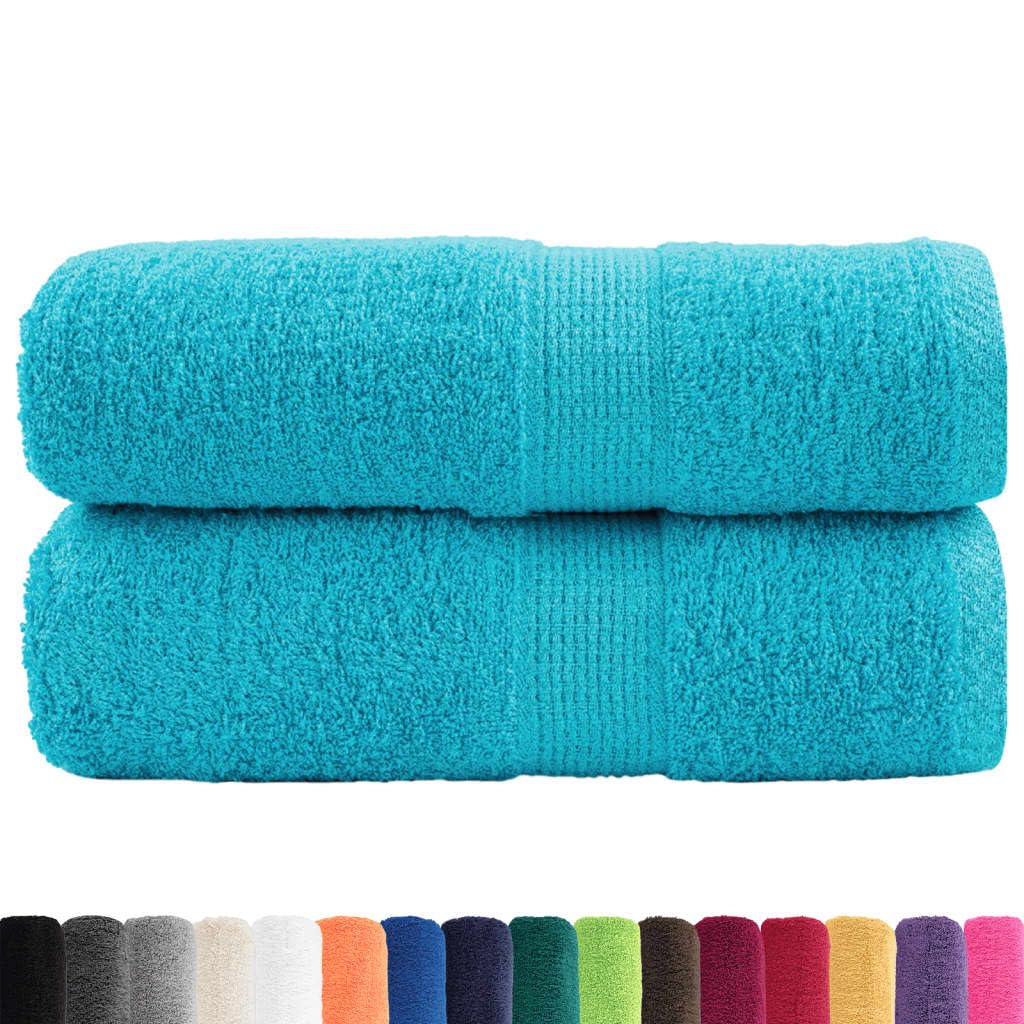 vidaXL Guest Towels 2-Pcs Set - Turquoise 30x50 cm 600 GSM - 100% Cotton - Multi-Purpose Hand, Face, Workout, Kitchen Towels