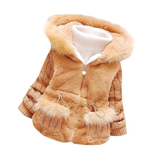 MQQUFF Baby Girls Infant Winter Knited Fur Outerwear Coats Snowsuit Clothing Jackets (US, Age, 12 Months, 18 Months, Pink)