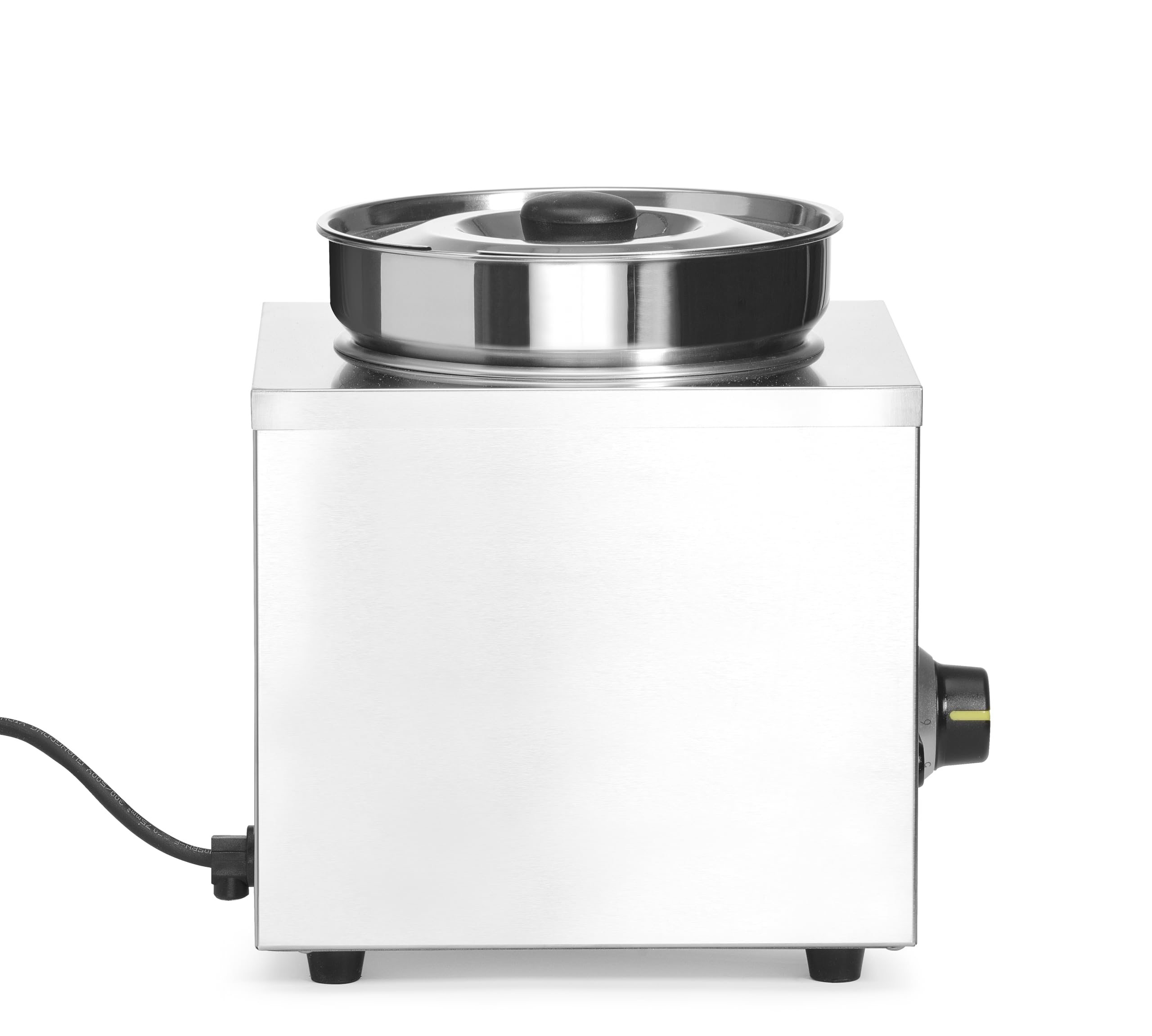 HENDI Baño María eléctrico profesional con 1 recipiente de acero inoxidable con tapa (1x4 L), Termosistema, Calentador de alimentos y sopas a 30–85 °C, 4 L, 220V/200W, 256x312x(H)298mm
