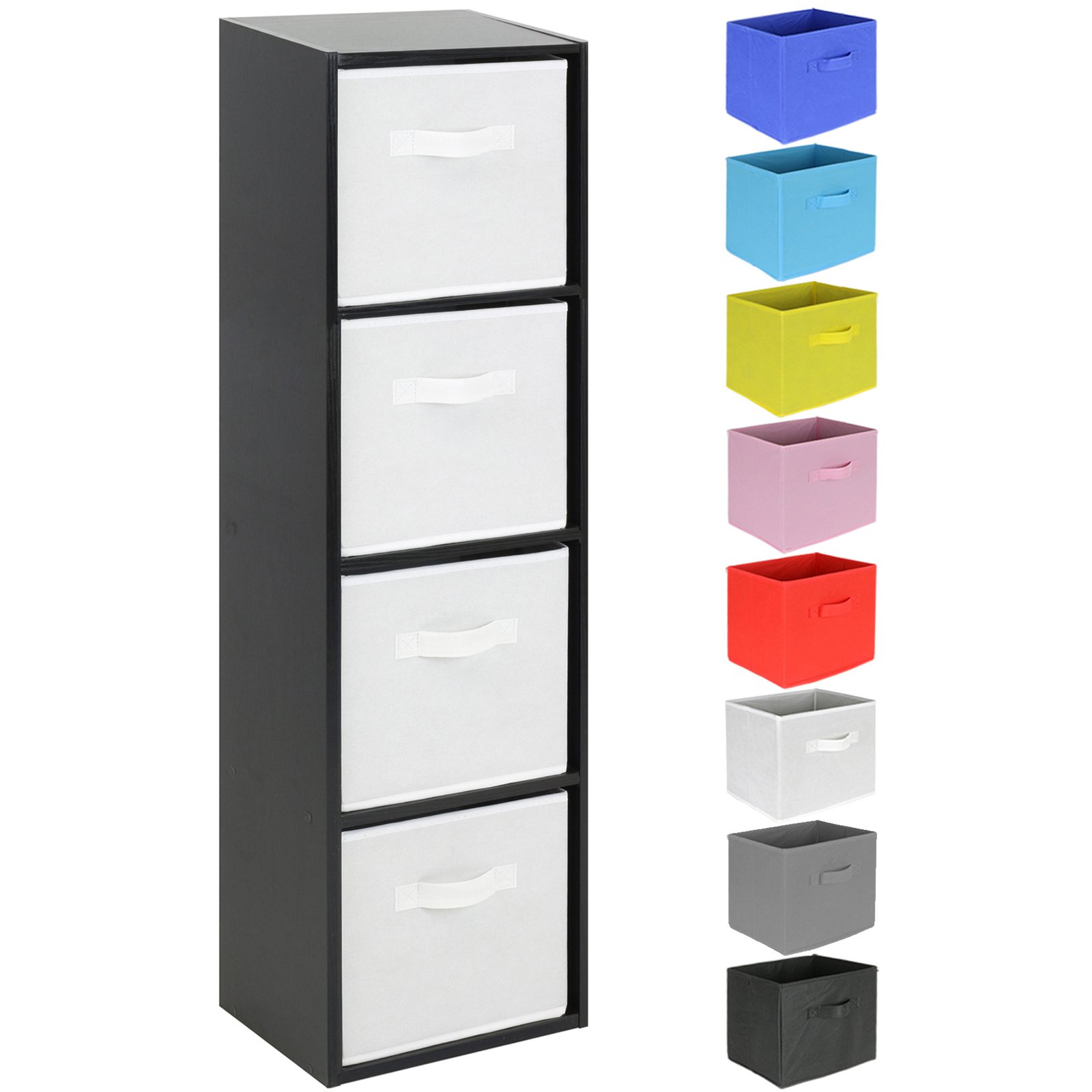 Hartleys 4 Tier Black Cube Unit - Choice of Storage Boxes — image 1