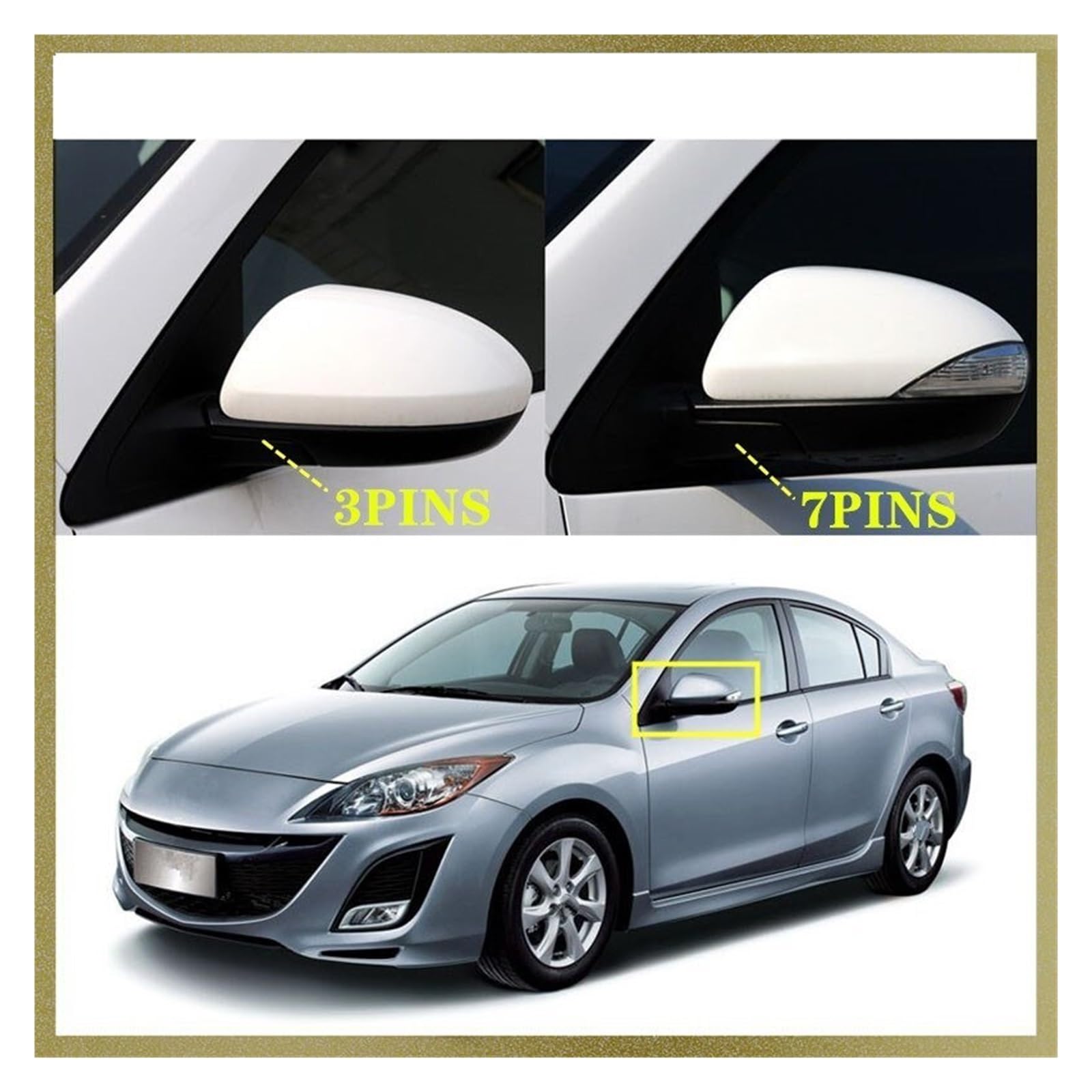 Specchietto Retrovisore Esterno Per Mazda 3 BL (2008-2014) – Lato Destro, 3 PIN, Regolazione Manuale, In ABS, Sostituzione Diretta