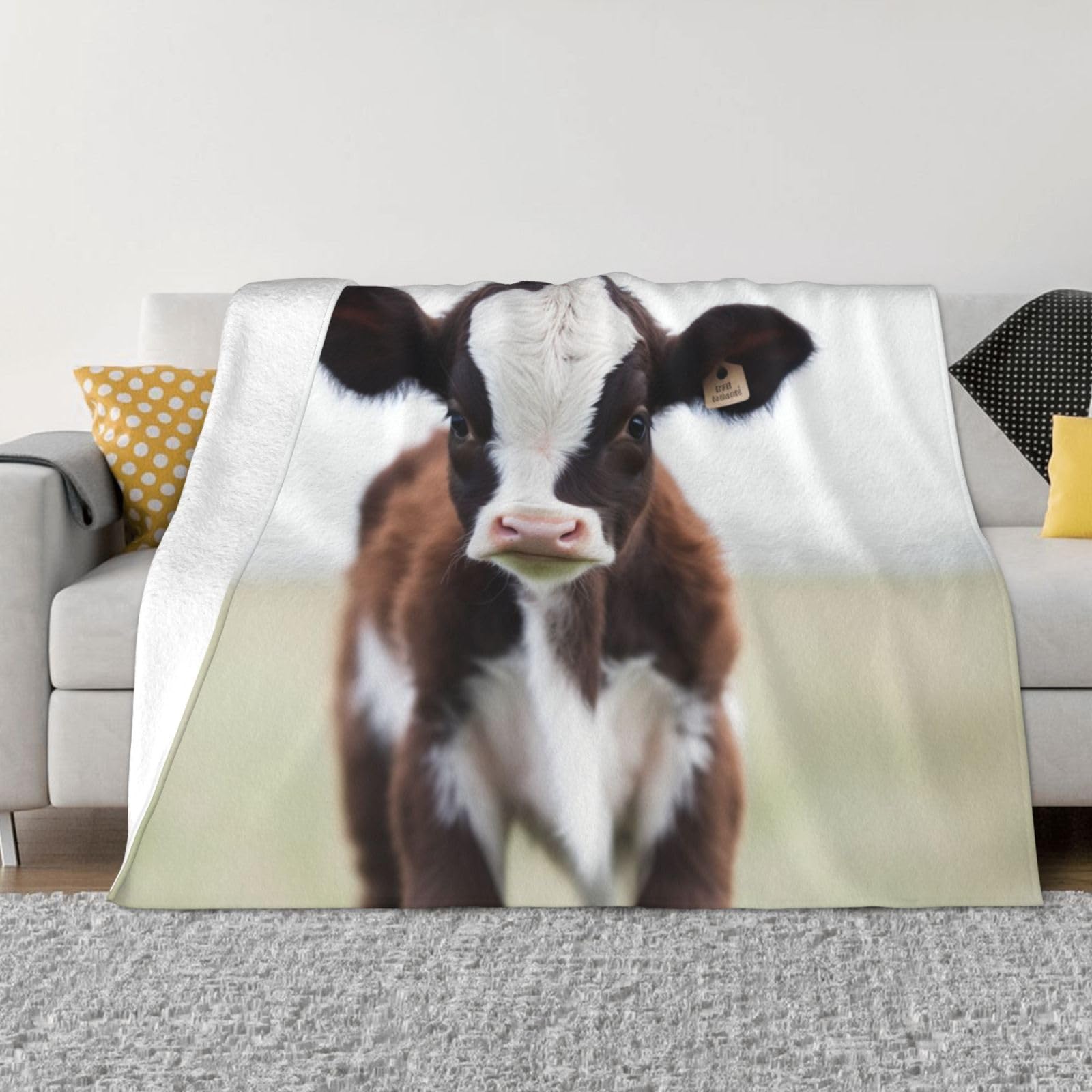 Fodpand Black Cow Flannel Blanket 40"X30" - Ultra-Soft Lightweight Throw Blanket For Bed, Sofa, And Couch - Luxury Air Conditioning Blankets - Cozy Warm Blankets For All Seasons