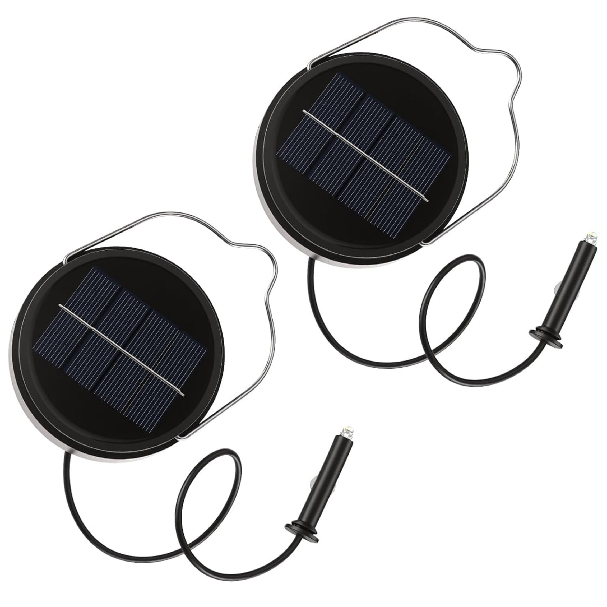 Latemeia 2 Pack Solar Replacement Lights for Lanterns, Solar Light Replacement Parts with Smart Light Sensor, 8-10h Runtime, Black, 3.35 Inch, Ornaments extérieurs