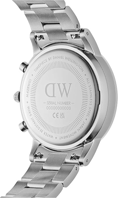 Daniel Wellington Iconic Chronograph 42mm St Mawes Classic Watches for Men, Men's Leather Band Watch with Color Dial (Silver Link Onyx)