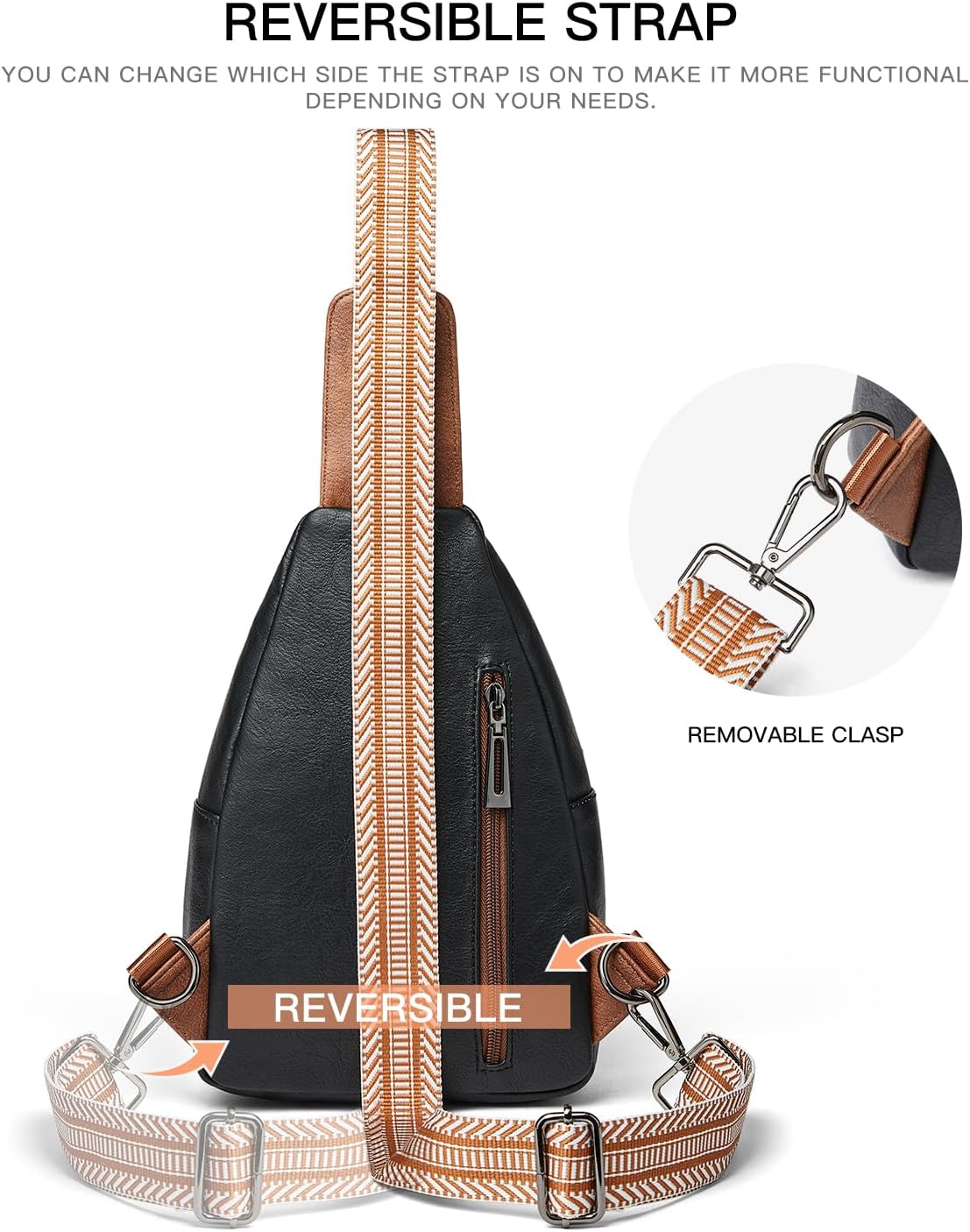 Sling Bag For Women Faux Leather Small Casual Daypack Backpack Fanny Pack Crossbody Chest Bags Purse - Image 6