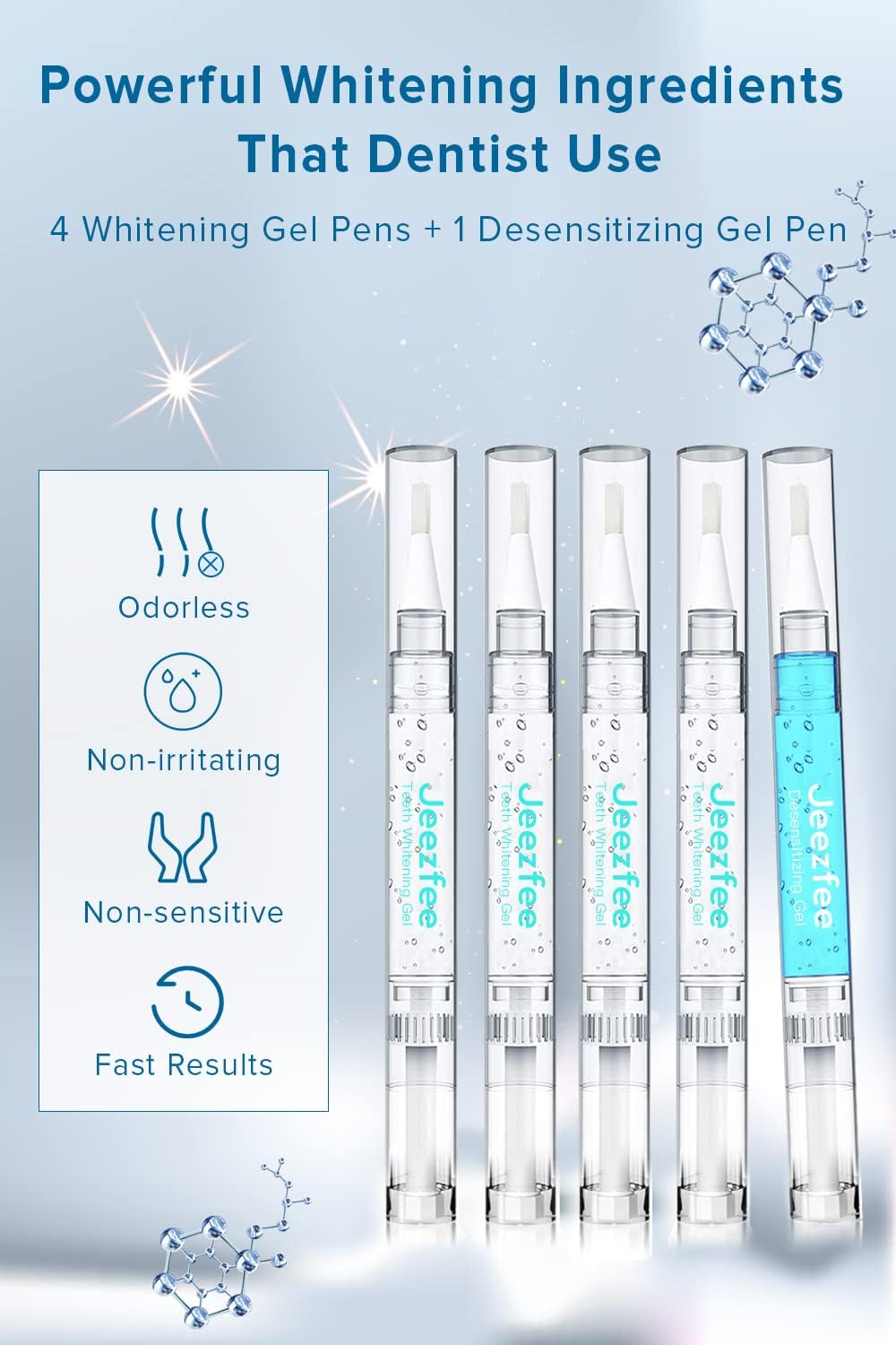 Teeth Whitening Kit with LED Light, Jeezfee at Home Teeth Whitening System with 4x3ml 35% Carbamide Peroxide Teeth Whitening Pens and 1x3ml Desensitizing Gel, Safe & Fast Results : Beauty & Personal Care