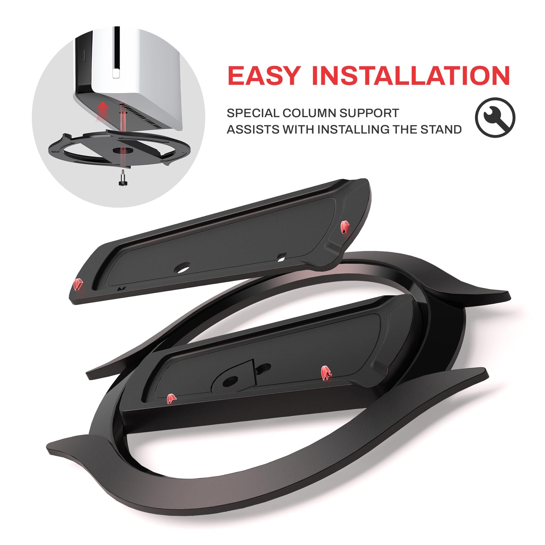 playvital Supporto per PS5/Slim/Pro, Base Stand Verticale per PS5 Pro/Slim/Standard Console Disco&Digitale, Accessorio Salvaspazio Antiscivolo, Stabilità Migliorata, Nero