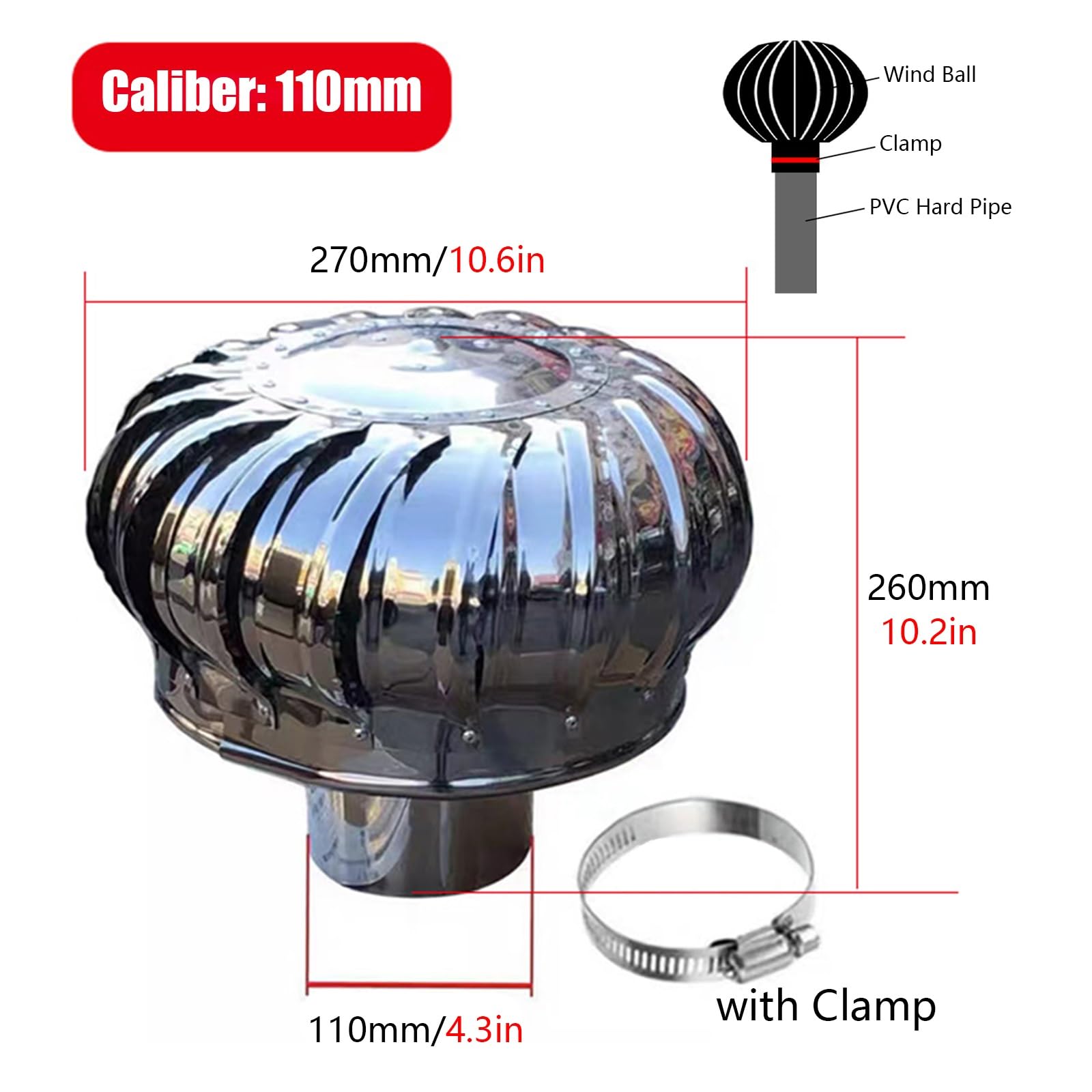Amazon.co.jp: ベントキャップ 屋根用タービン換気扇 11 16 20