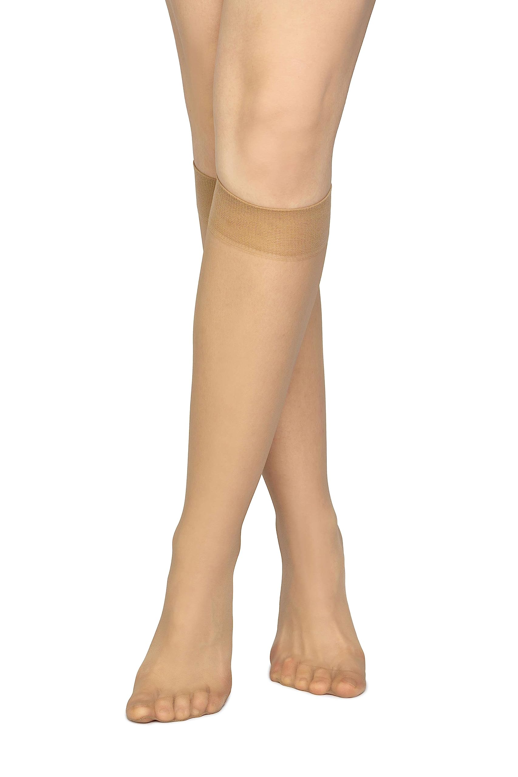 looksy Ladies Plain 15 Denier Pressure-free Nude Smoothing Socks with Comfort Top Discreet One Size Fits All - Natalie15