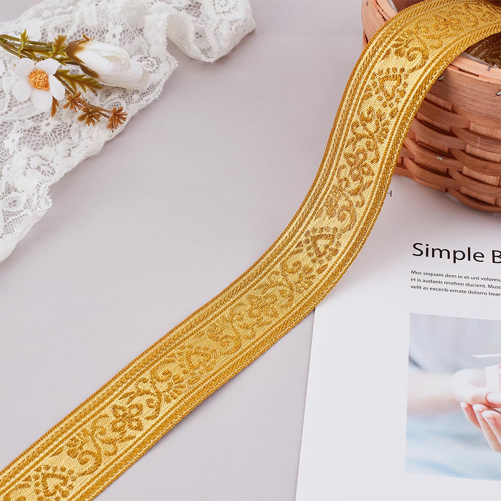 GOMAKERER Ruban Jacquard Vintage De 9 M De Large, 4,5 Cm De Large, Bordure Tissée Dorée Bohème, Rubans Ethniques Floraux, Broderie, Couture, Pour Rideaux, Vêtements, Embrasses Et Décoration