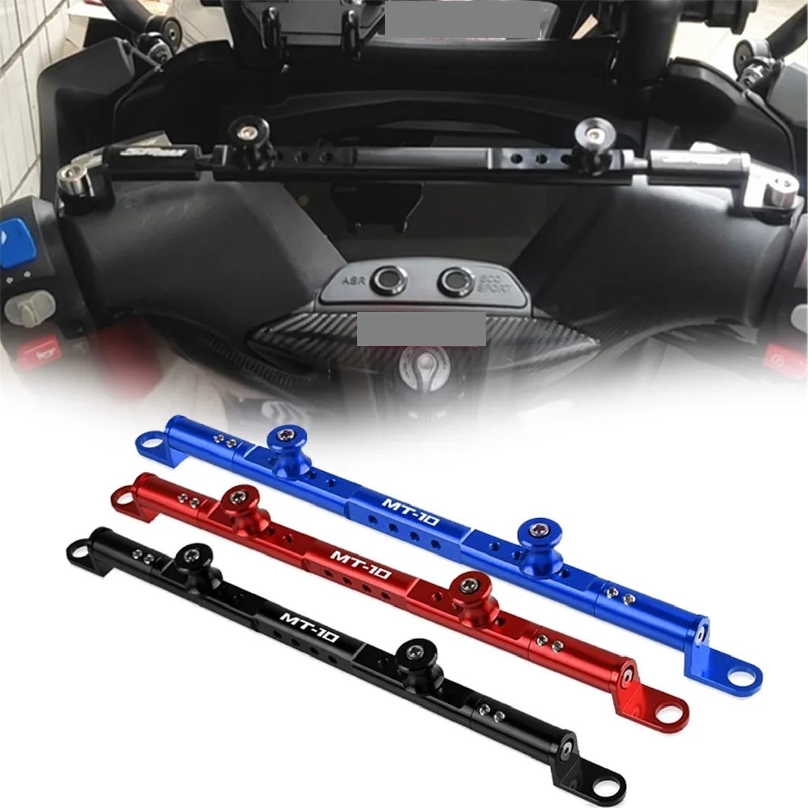 Dla YAMAHA MT10 MT-10 2016-2021 MT10 SP Motocykl Wielofunkcyjny Poprzeczka Amortyzator Układu Kierowniczego Dźwignia Balansu (Kolor : CZERWONY, Rozmiar : 1)