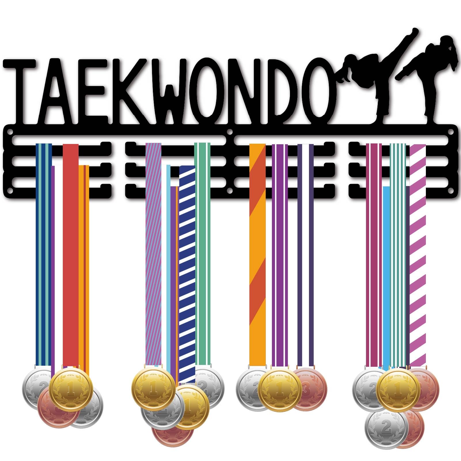 CREATCABIN Soporte para Medallas Taekwondo Expositor Metálico de Pared 40x15 cm