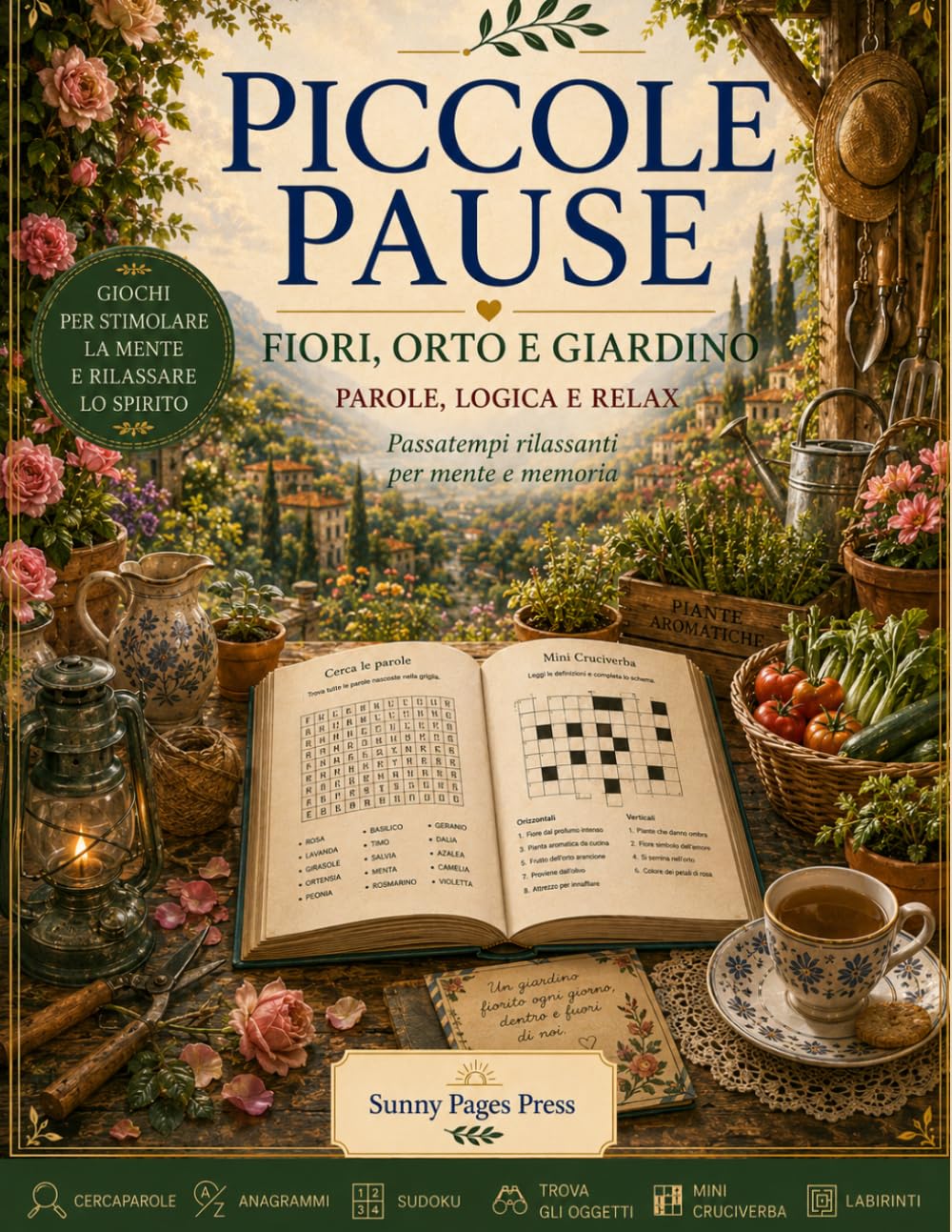 Piccole Pause: Fiori, Orto e Giardino: Enigmistica per Adulti e Senior con Cercaparole, Anagrammi, Sudoku, Trova gli Oggetti, Mini Cruciverba e ... (Piccole Pause – Parole, Logica e Relax)