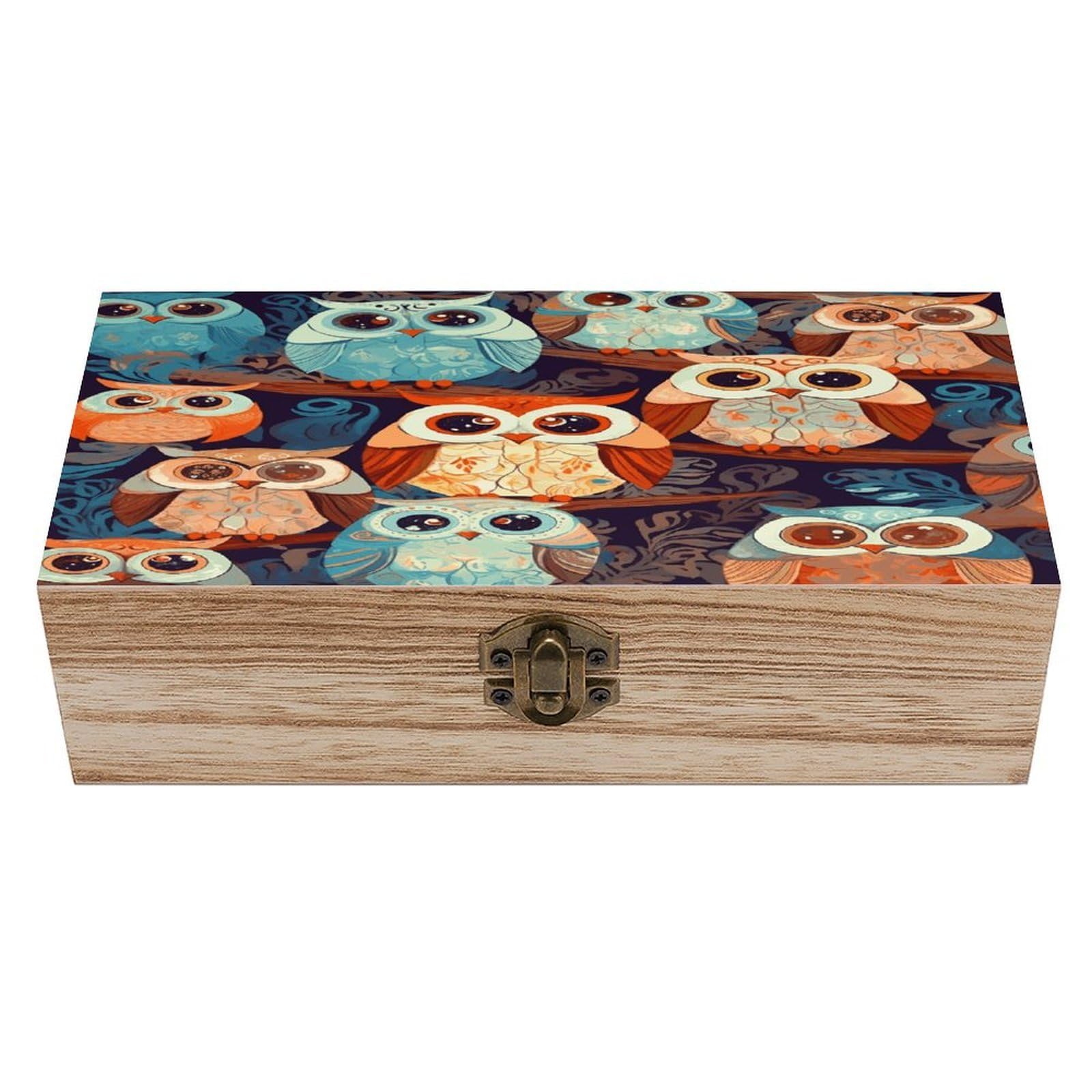 VstaDank Anime Owl Wooden Keepsake Box with Hinged Lid Solid Wood Gift Boxes Beautifully Keepsake Box Jewellery Organiser Retro Memory Treasure Case with Lids Decorative Boxes