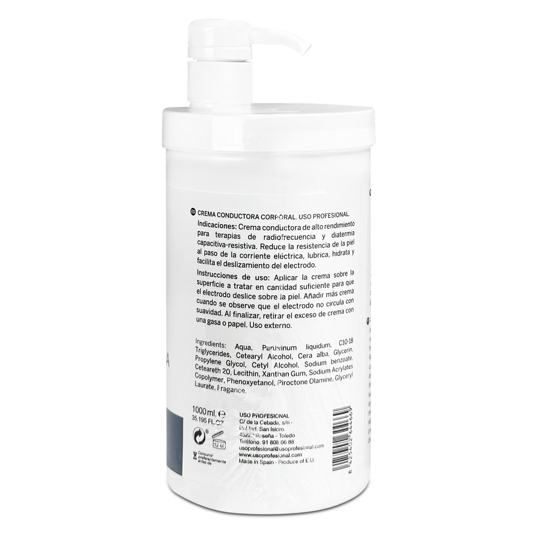 Crema Conductora Radiofrecuencia Corporal, 3 Litros | Alto Rendimiento para Diatermia Capacitiva y Resistiva