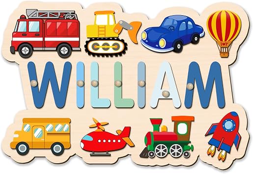 Personalized Name Puzzle for Kids, 1st Birthday Gifts for Girl Boy, Customized Baby Gifts, Toddler Learning Toys 1-3 Wooden Animal Puzzle for Kids