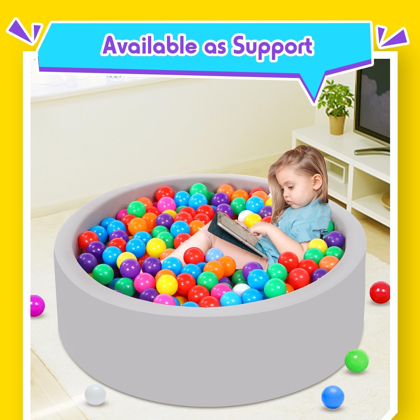 Piscina di palline per bambini con 200 tricolori, per di per con palline di plastica incluse di rotonda morbida pieghevole grande per In