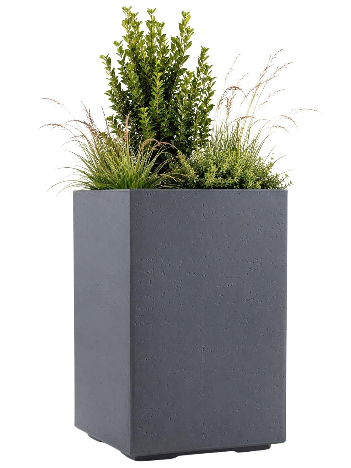HowHomely Flower Pot Planter Plant Pot Height 60 x 40 x 40 cm on Wheels Grey Decoration