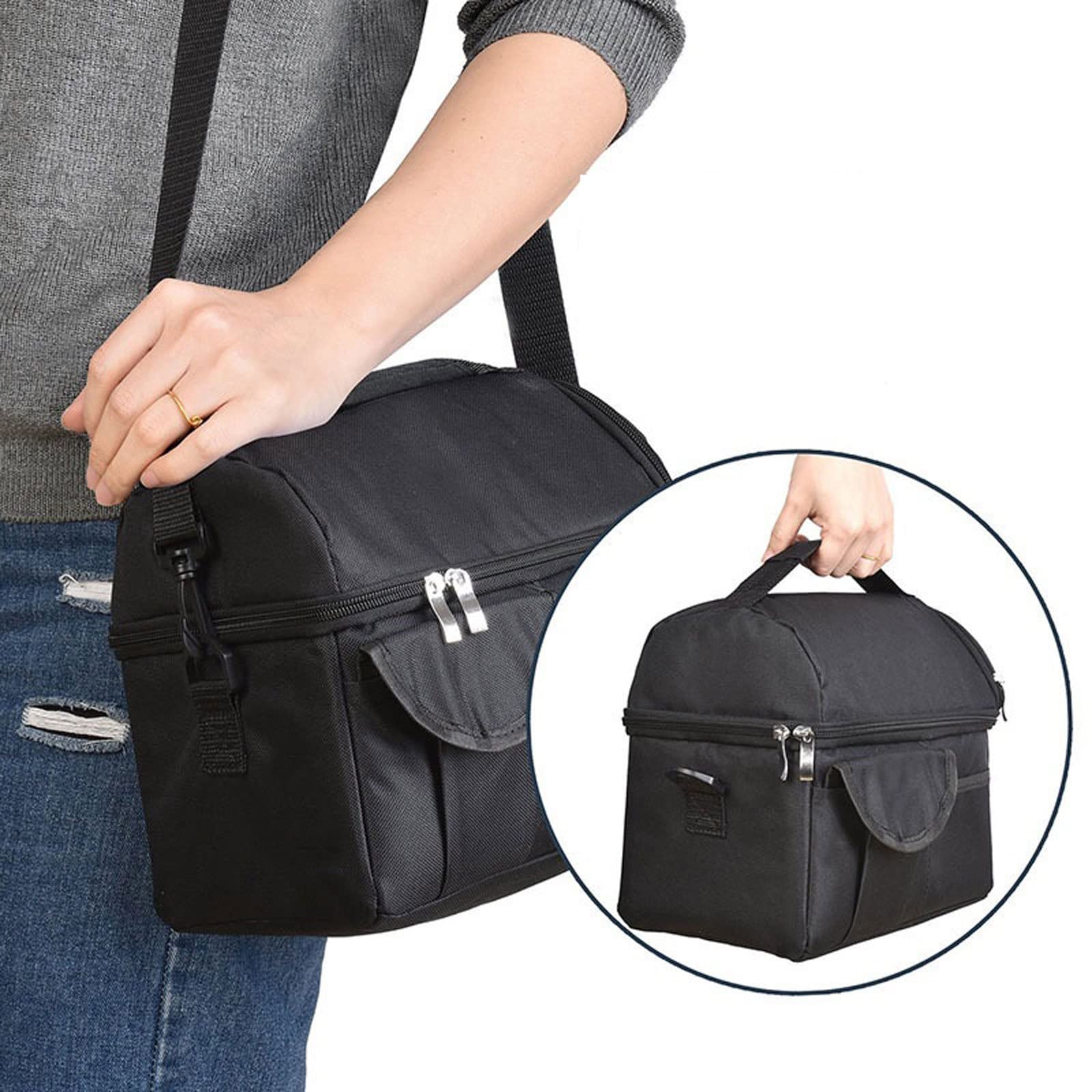 Isolierte Lunchtasche, doppelte Isolierpackung, Isoliertasche für Lebensmittel, Lunch-Kühler