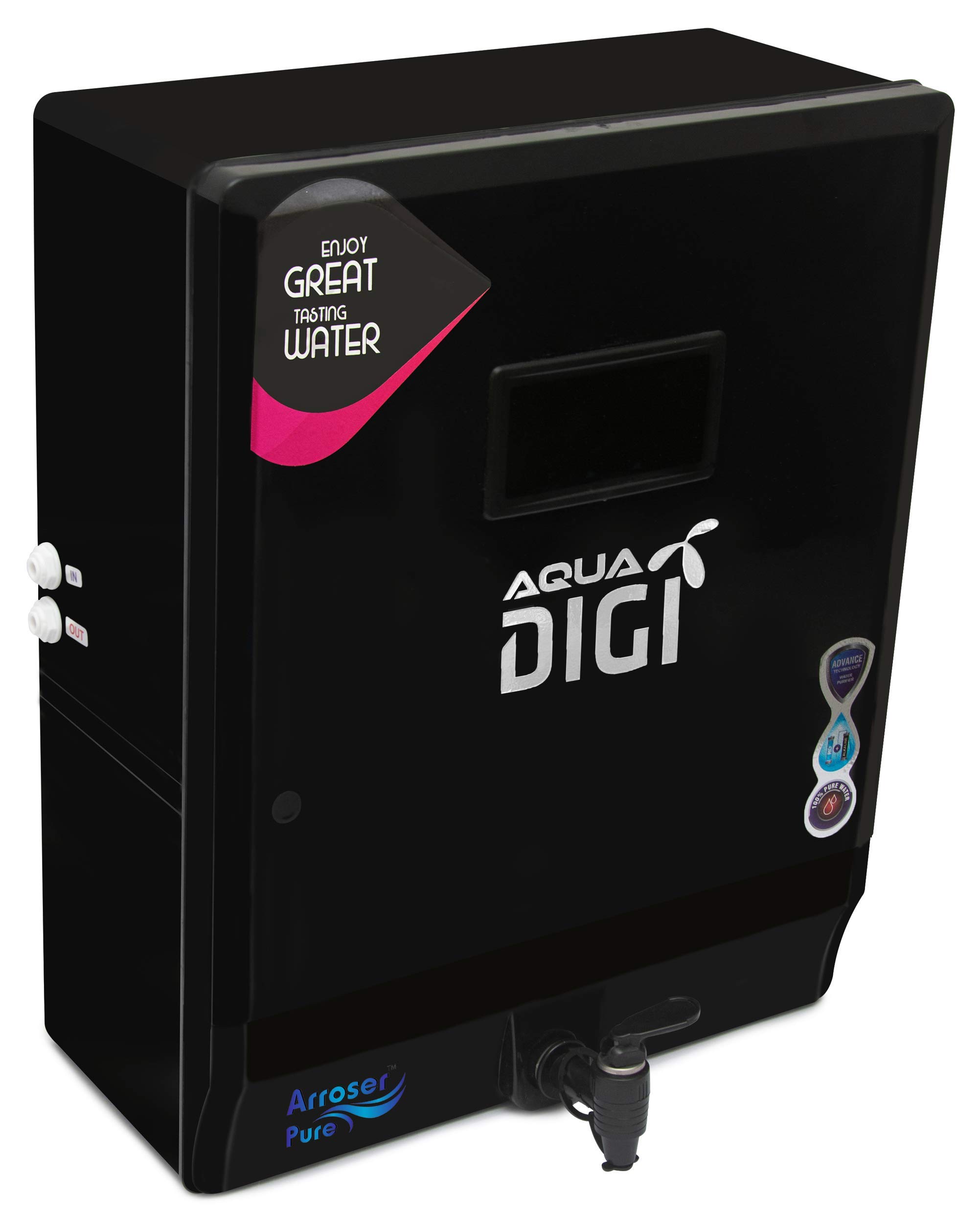Arroser Pure Aqua DIGI Water Purifier RO+UV+UF+TDS Controller New Generation Wall Mount 10 ltr (Black)-image-32