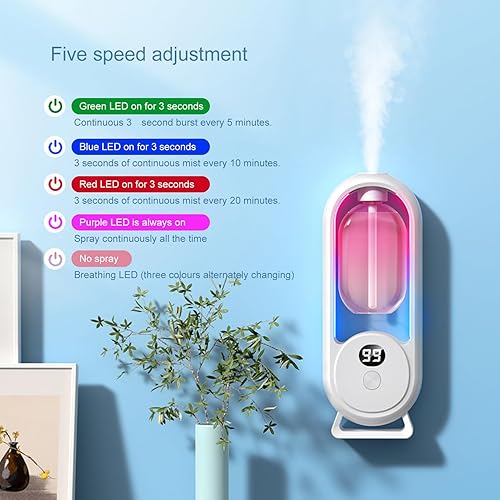 Miniatura 3 de Luqeeg Difusor de aceite esencial montado en la pared, tecnología inteligente de aire frío, difusor de aromaterapia de 5 niveles, control de
