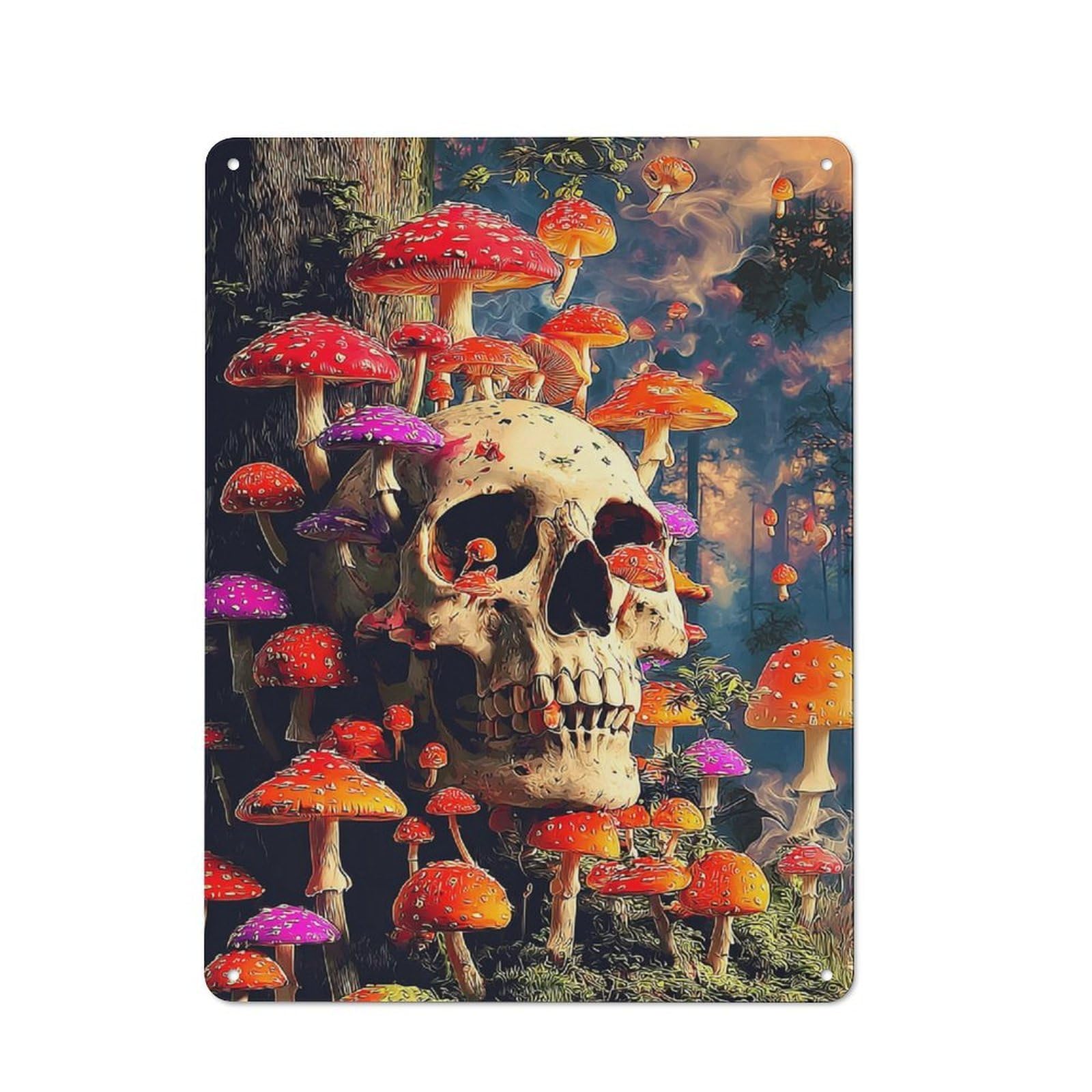Junmoney Mystical Mushroom Forest 40X30cm Rustic Tin Sign With For Living Room Or Hallway, For Vintage Wall Decor Fans, For Themed Room Decoration