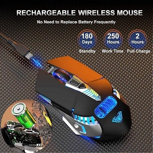 Miniatura 4 de Mouse Bluetooth mouse inalámbrico recargable para juegos 3 modos BT50 BT30 y USB mouse RGB de 7 colores ergonómicos para computadora con 3 niveles