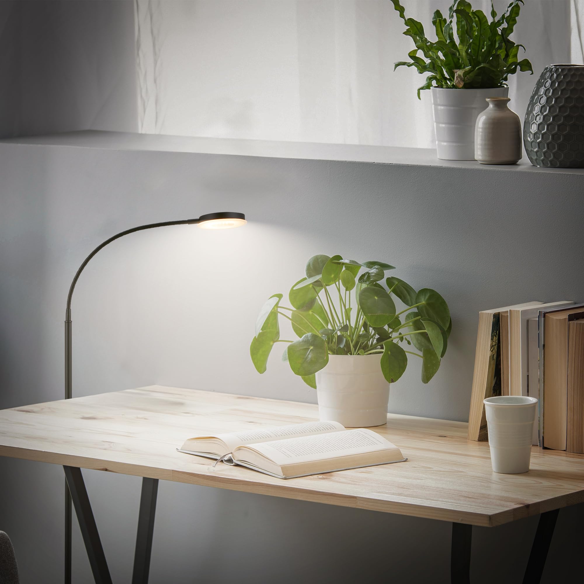 BRILONER – Lampa podłogowa LED dotykowa | Ściemniana, obrotowa, funkcja pamięci | Lampka do czytania, lampa do salonu, dekoracja sypialni, uplighter | 125,5x21x45 cm | Czarny