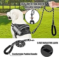 Vista 2 de Juego de arnés de chaleco y correa para perro, arnés de entrenamiento para perro con 10 parches para perros, correa reflectante para perro con mango