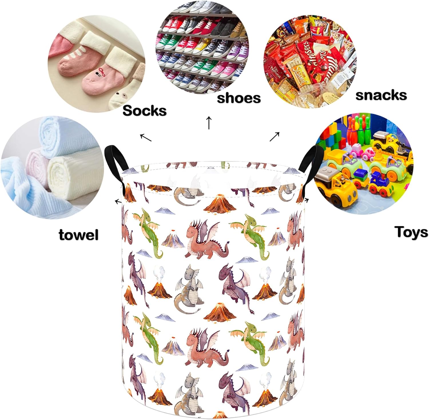 Round Laundry Hamper Storage Basket Laundry Organizer Hamper Storage Bins Clothes Box Nursery Hamper Gift Basket with Handles image 4