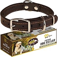 Vista 18 de ADITYNA Collar de cuero resistente para perros extra grandes, collar de cuero rojo suave y fuerte para razas XL