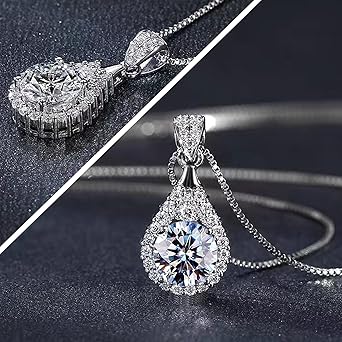 ★送料・関税込★TATIANA★Moissanite 1Carat Necklace★ TUHE Moissanite Necklace for Women, 0.1CT-12.0CT Lab Created