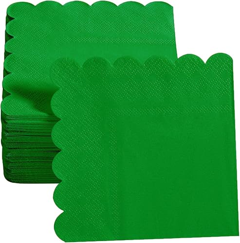 Miniatura 32 de Paquete de 100 servilletas de cóctel de 2 capas con bordes festoneados plegadas de 5 x 5 pulgadas, servilletas desechables para cena, boda, fiesta