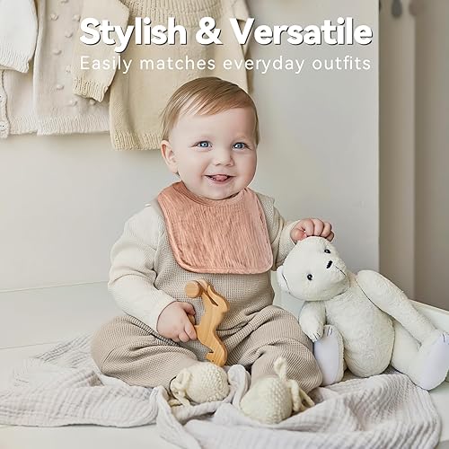 Miniatura 2 de Baberos de muselina para bebés para niños y niñas, baberos de algodón para babeo, baberos ajustables para recién nacidos para babeo y dentición