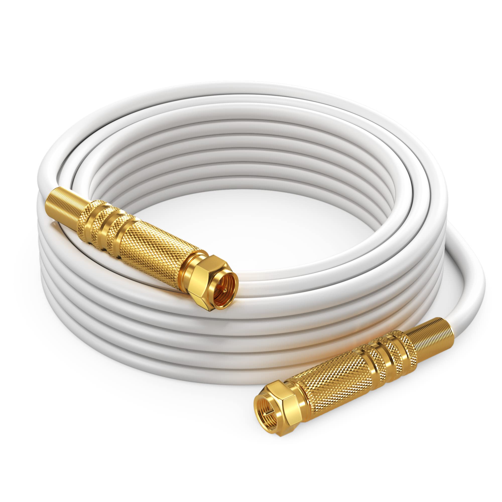 RG6 COAXIAL Cable - Quad Shielded, 20ft / White Non-Oxygen Copper Cable Wire for TV, Internet & More - Flexible Coax Cable Cord
