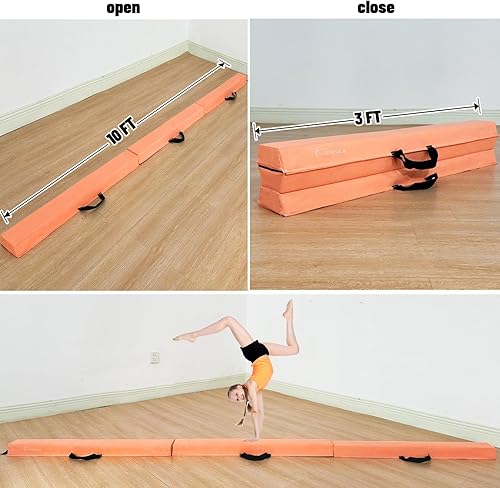 Miniatura 137 de MARFULA Viga de gimnasia plegable de 6 pies, 8 pies y 9 pies, haz de equilibrio de espuma – Extra firme – Cubierta de gamuza – Parte inferior verde