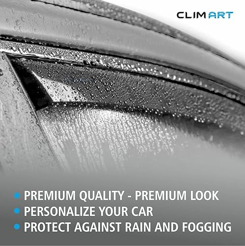 Miniatura 5 de CLIM ART Protectores de lluvia increíblemente duraderos con ribete cromado para Dodge Ram 1500 2019-2024 Crew Cab, deflectores de ventana con cinta