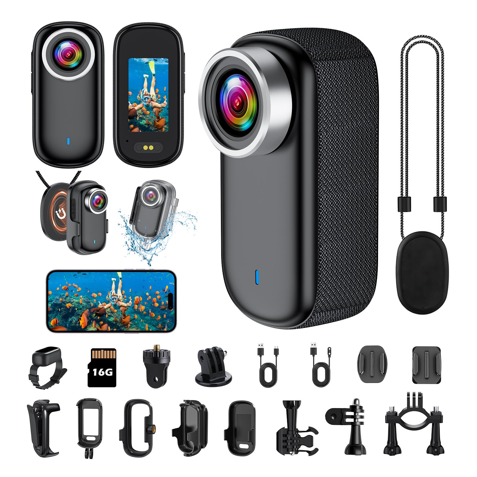 Caméra d'action WiFi 4K Étanche Minicaméra d'action pour Casque, Caméra de Sport WiFi 150° avec Écran 1,47 Pouces et Aimant, Petite Caméra Embarquée pour Moto, Vélo et Vlog de Voyage
