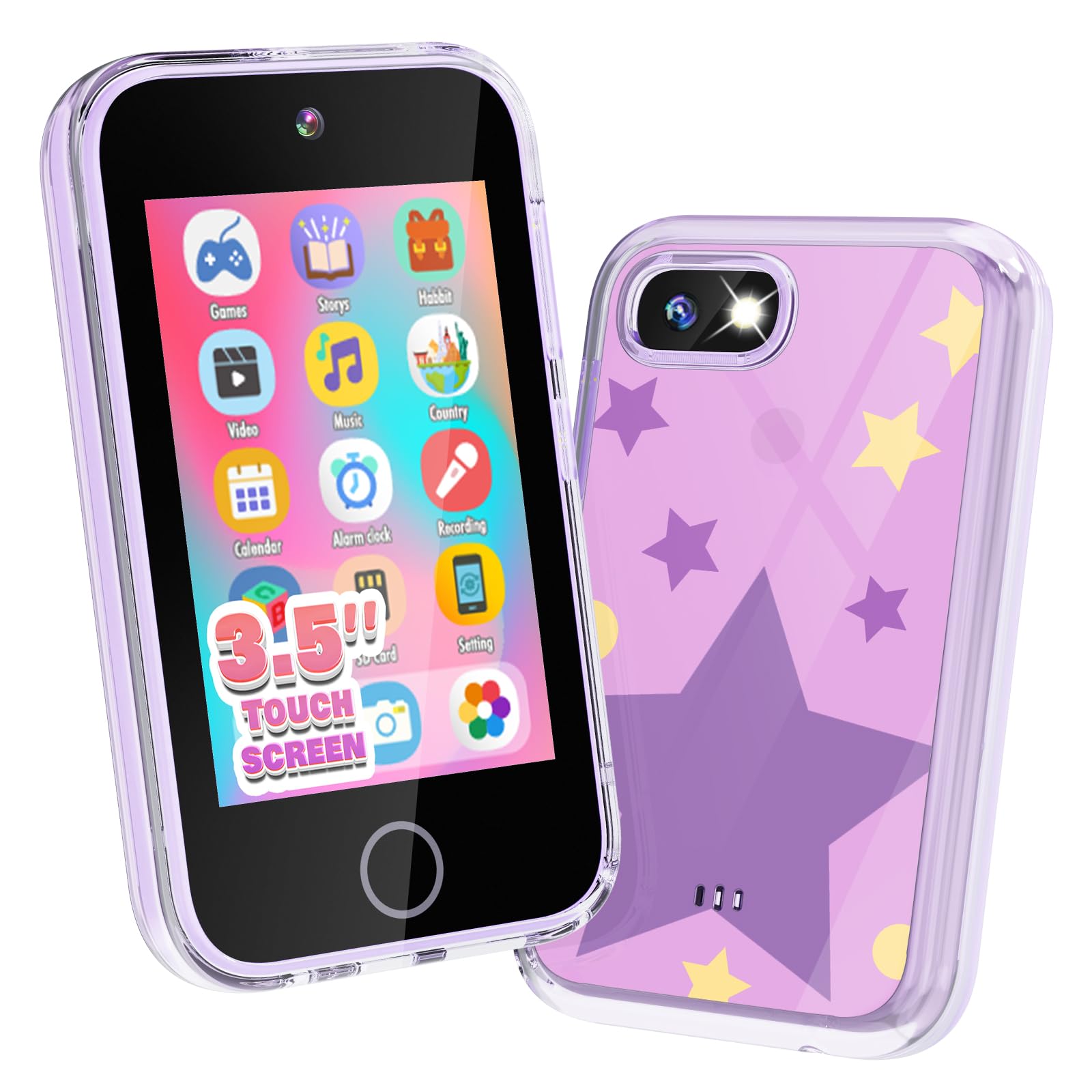 JOYJAM Phone for Kids Age 3-8, 3.5'' Touchscreen Kids Smart Phone for Girls Christmas Birthday Gifts, Learning Toy Phone with Dual Camera, ABC Learning, Habit Tracker for 3 4 5 6 7 8 Year Old