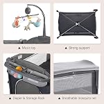 5 en 1 Lit bébé,Crèche-bébé,Cris de lit avec matelas,Joueur pliable pour bébé,Javier de voyage portable pour bébé bébé nouveau-né (Grey)