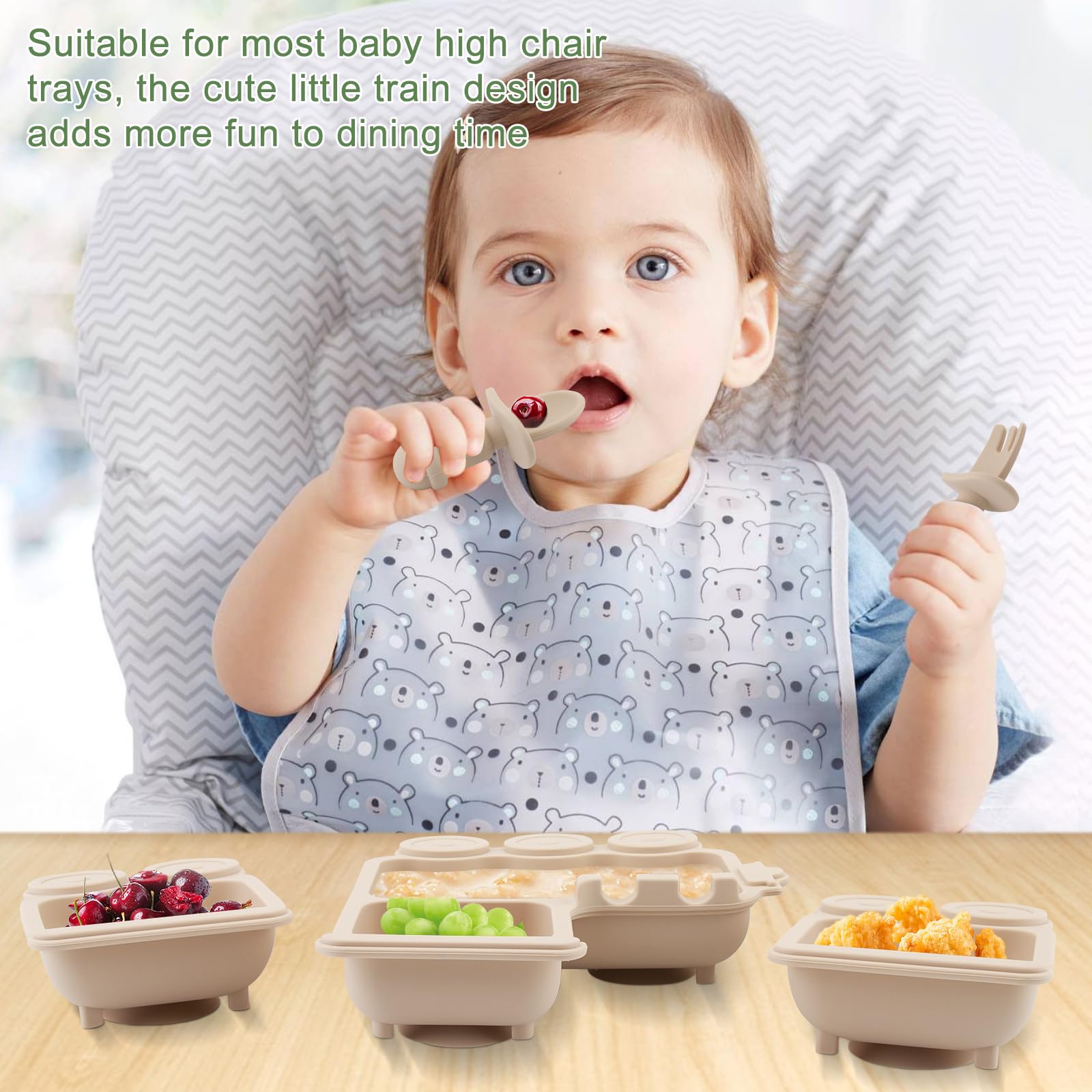 Assiette Bébé Qshare En Silicone - Ventouse Forte, Sans BPA, Micro-ondable