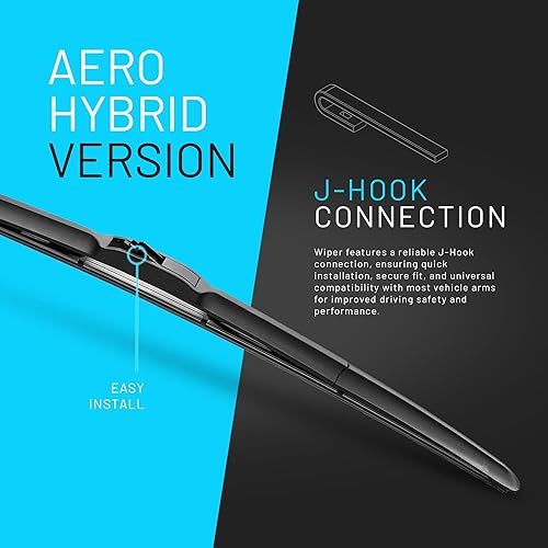 Miniatura 4 de ABT -SDW2620 - Limpiaparabrisas de goma japonesa Fukoku de silicona prémium de 26 y 20 pulgadas con marco híbrido Aero, para todo tipo de clima,