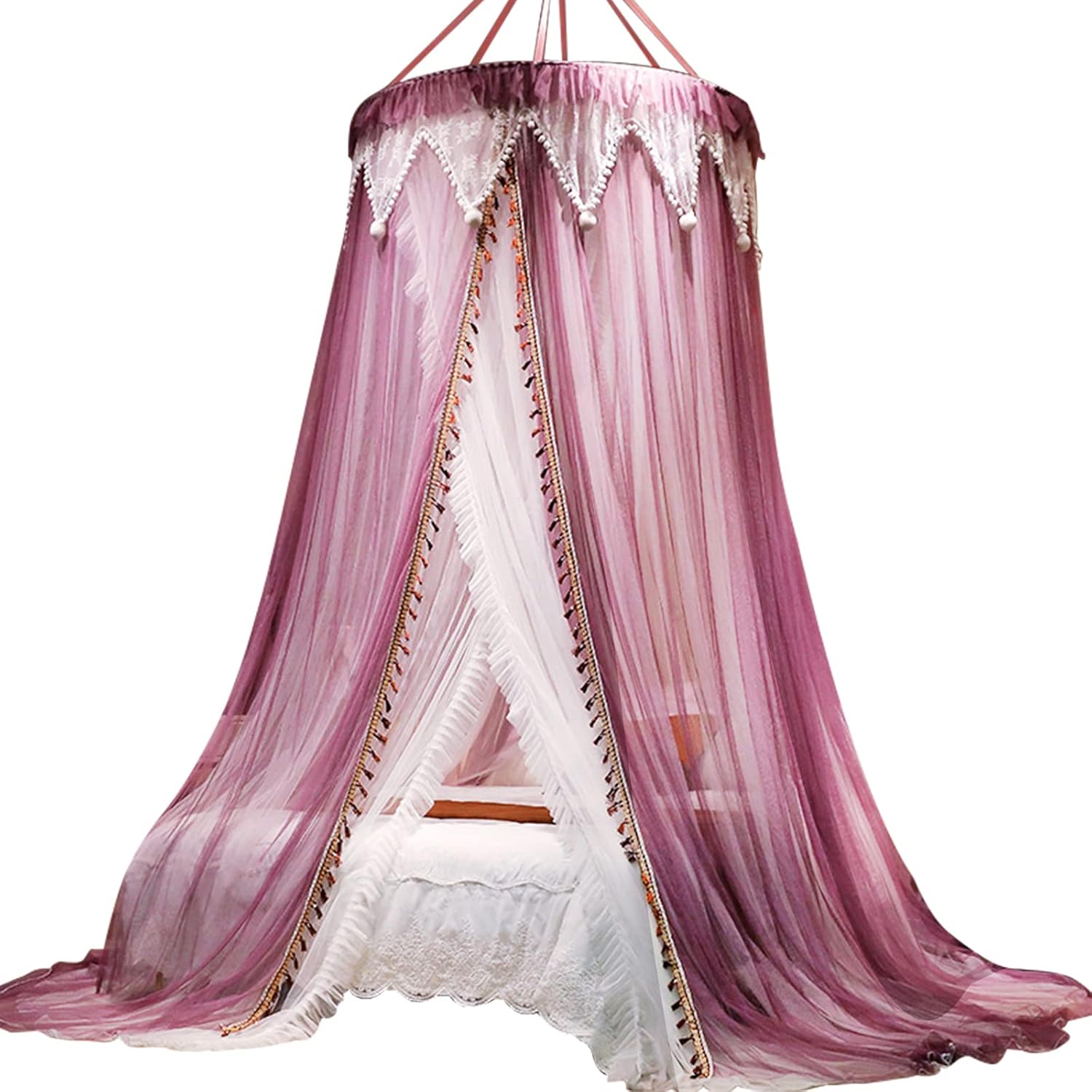 HOGGU Canopy Bed Curtains, Bed Canopy for Girls Princess