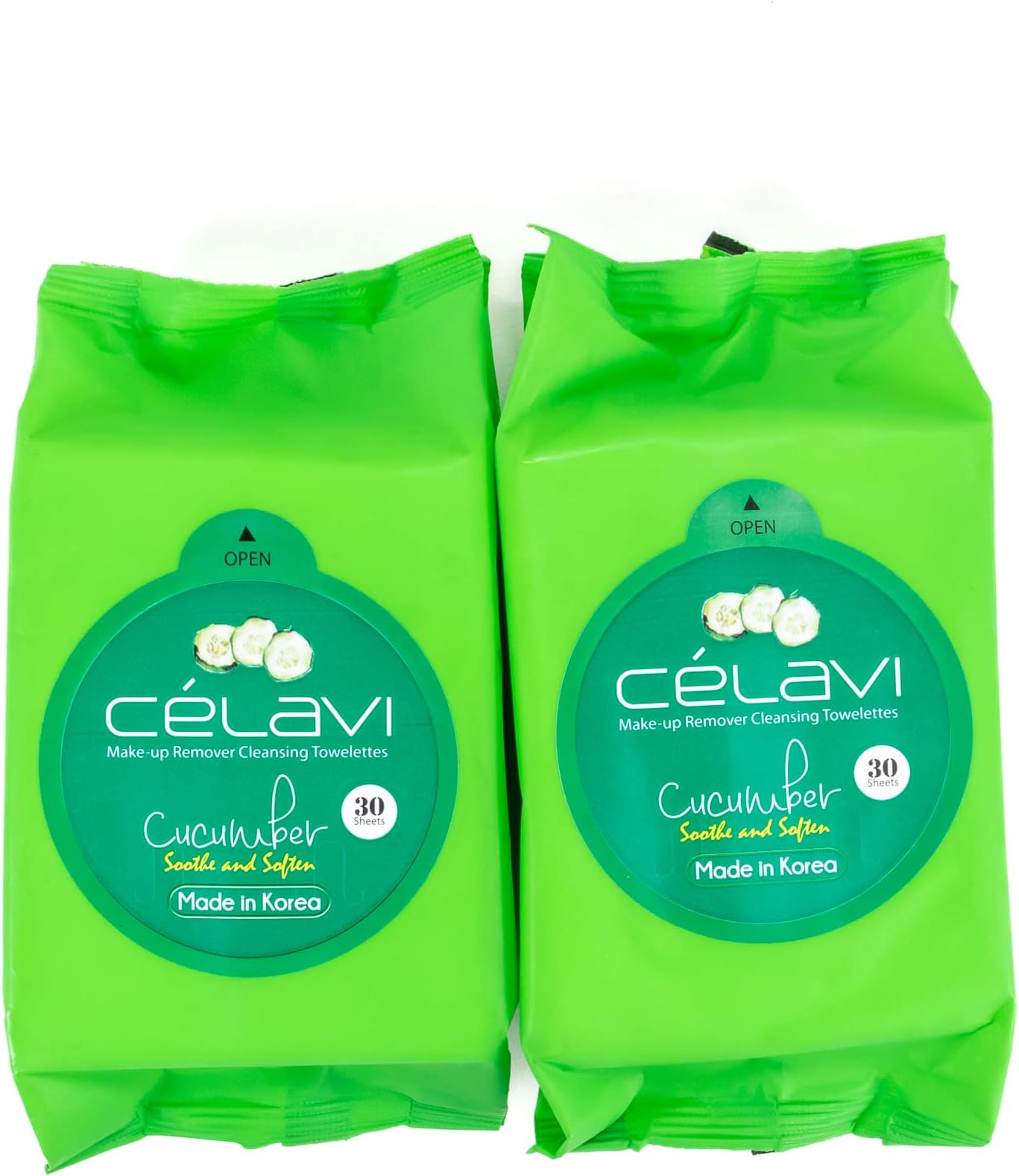 Celavi Cosmetics Celavi Makeup Remover Cleansing Wipes Removing Towelettes 2 Packs -60 Sheets Cucumber