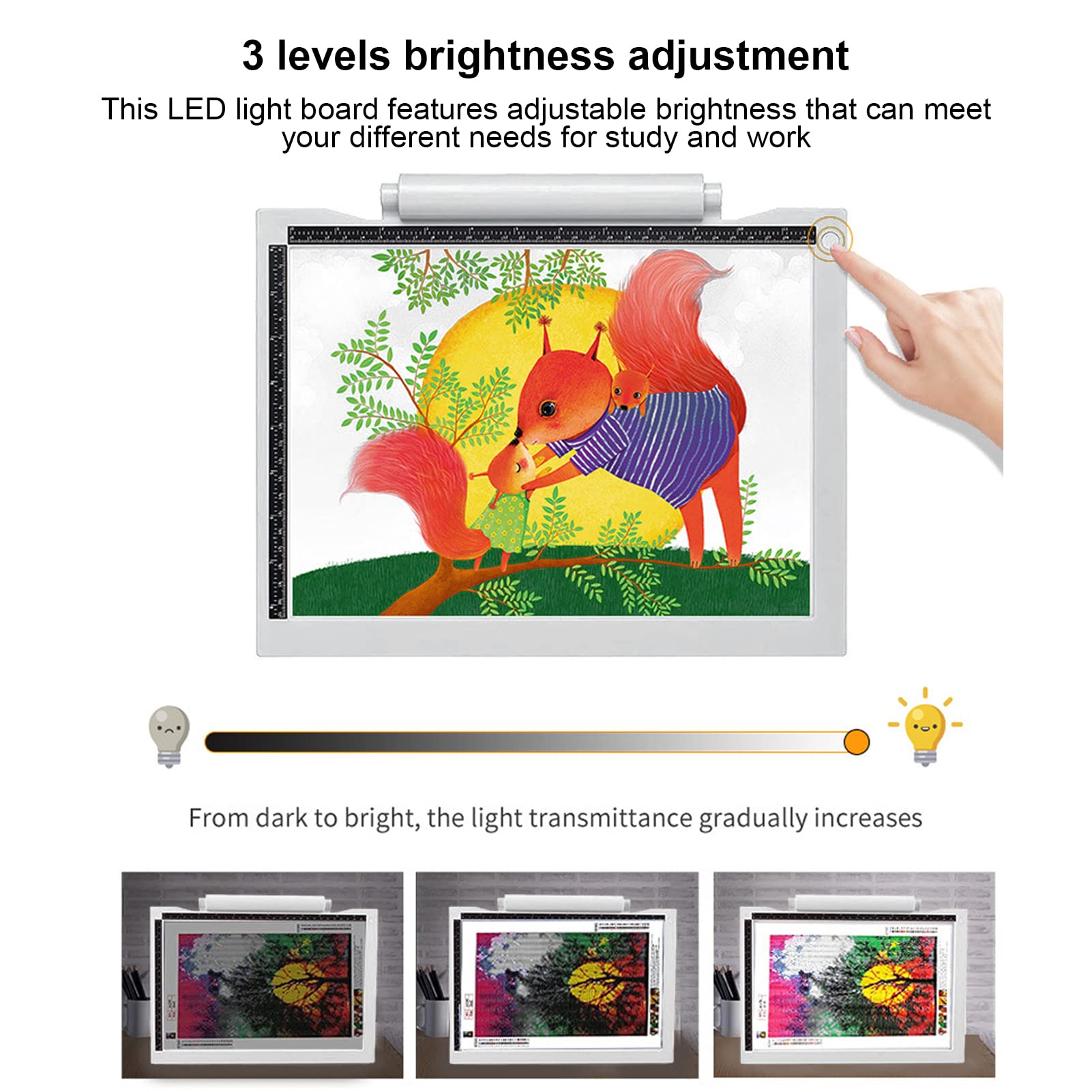 LED Light Pad, A4 LED Copy Board Light Tracing Box, Luminosità Regolabile Tavolo da Disegno USB Alimentato a Batteria LED Trace Light Pad per Tattoo Drawing, Diamond Painting, Streaming, Sketching